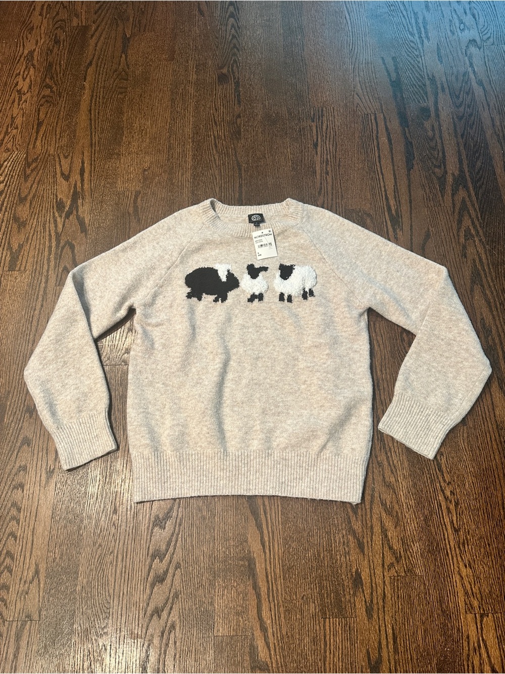 bobeau NWT Oatmeal Black Sheep Crewneck Sweater